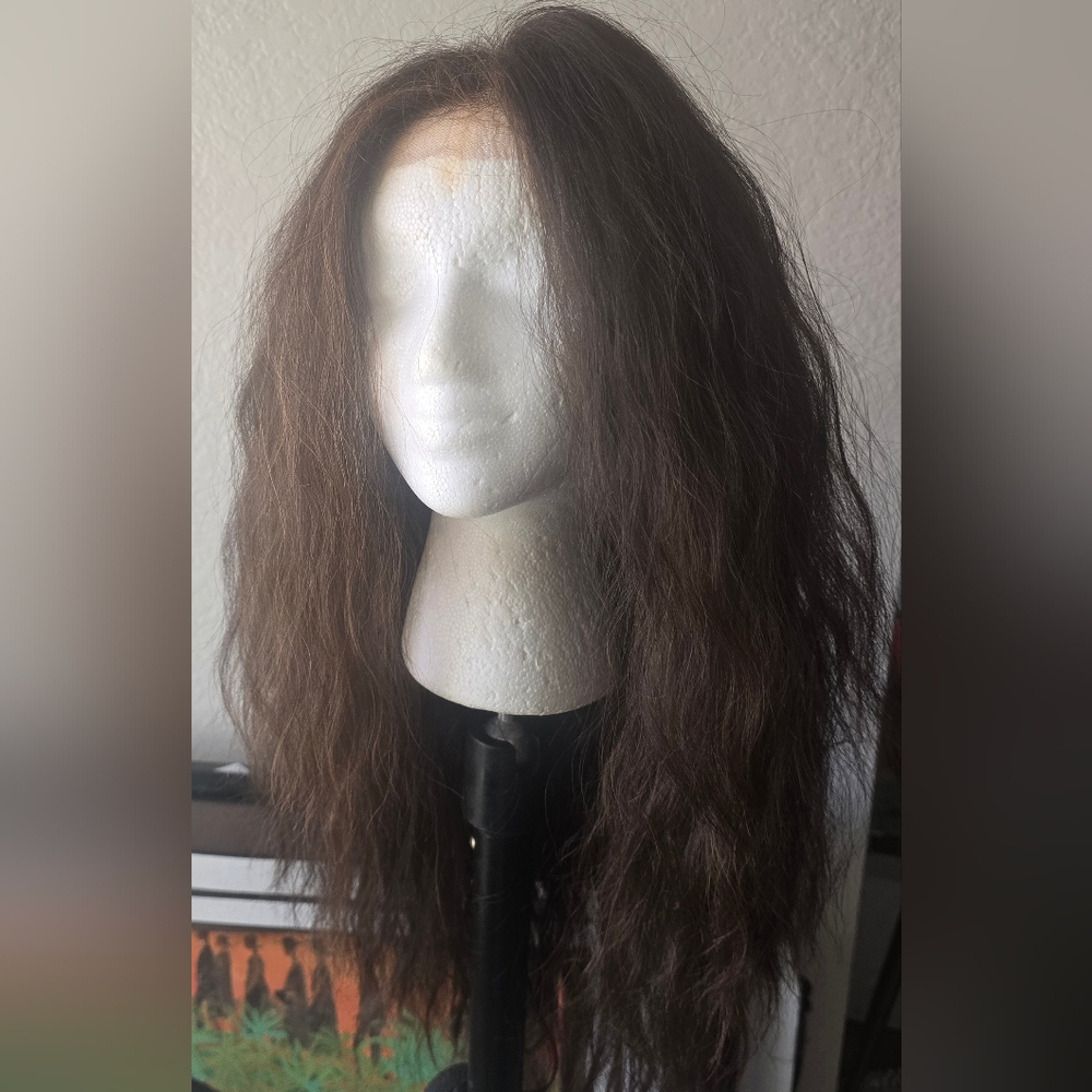 Vivica Fox SYNTHETIC Lace Front Wig 24" Chocolate Brown w Highlights EUC